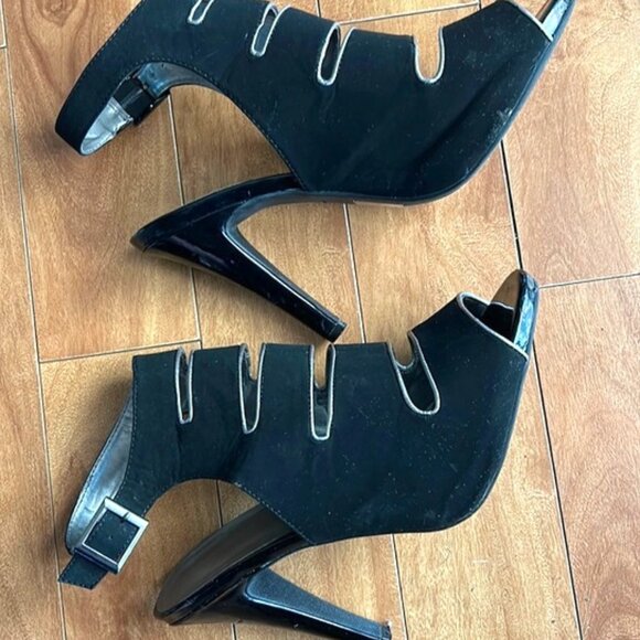 👠FREE👠💥Women’s Black Open Toe Sling-Back Heels - Picture 1 of 10